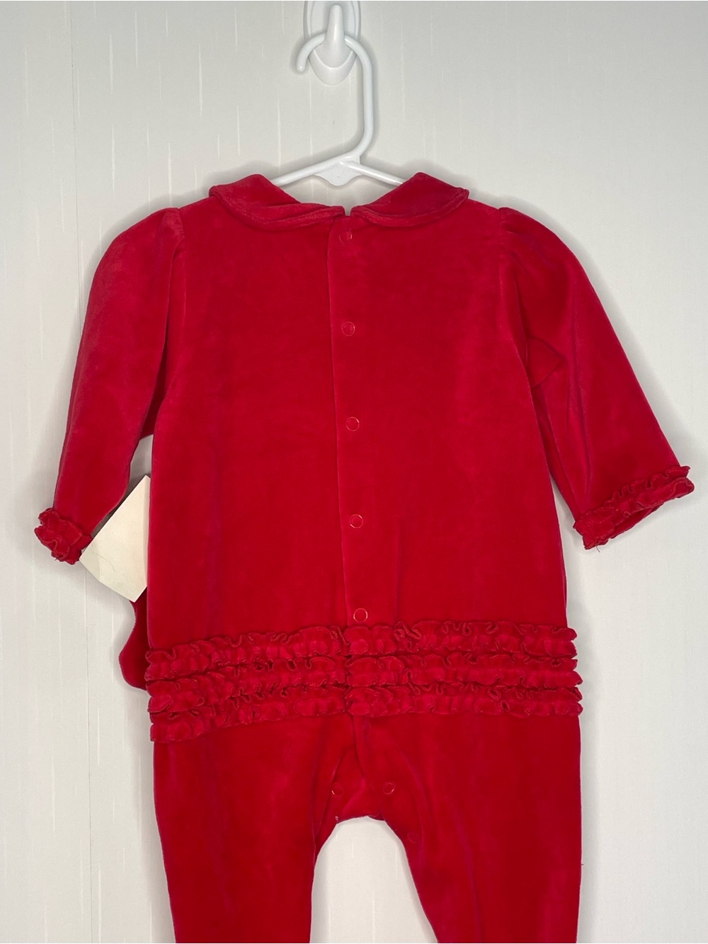 VTG Bright Future Red Velour Christmas Footie Romper 6-9M - Picture 8 of 16